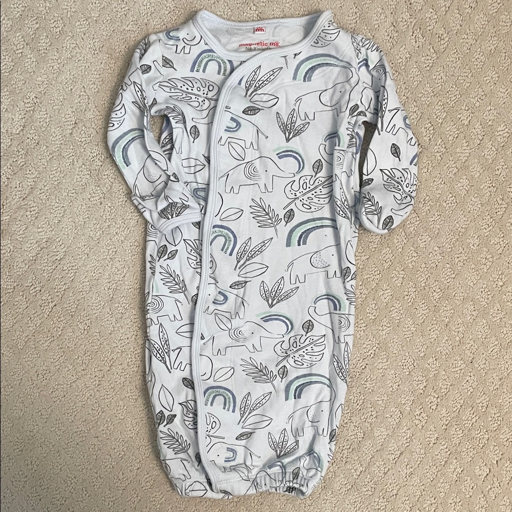 Magnetic Me newborn gown with elephant print